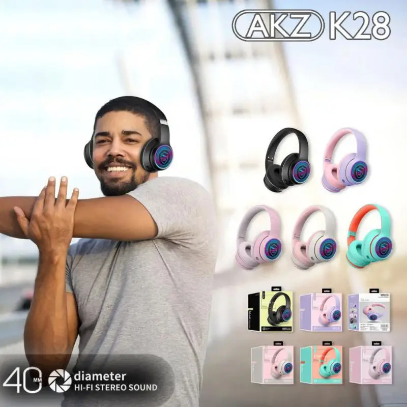 

Беспроводные наушники 400 мА/ч, стереонаушники с Rgb-подсветкой, Спортивная гарнитура, наушники