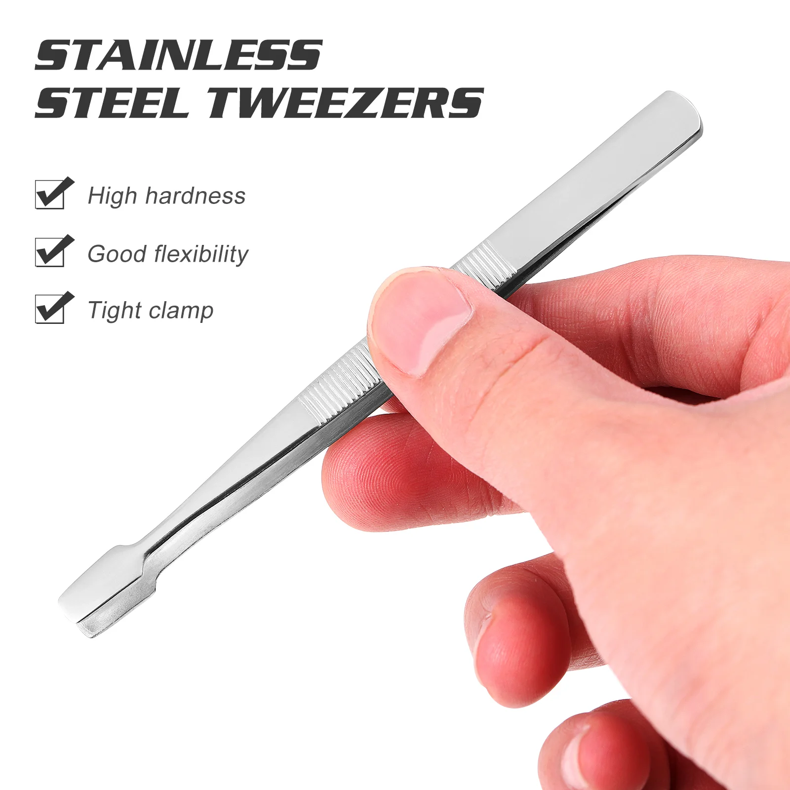 3 pcs Stainless Steel Tweezers Serrated Tip Straight Tweezers Curved
