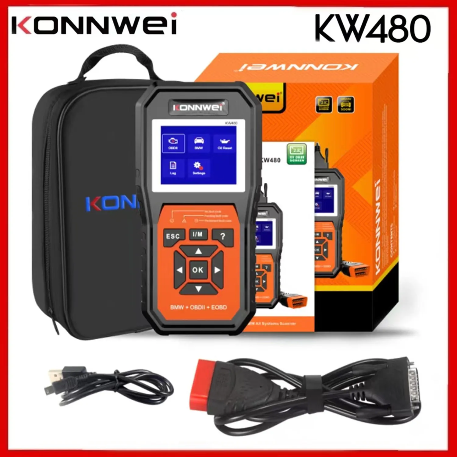 Konnwei Kw480 Obd2 Scanner Car Code Reader Odb2 Car Diagnostic Tool For Bmw  Full System/kw208/kw510/kw850/kw206 - Code Readers & Scan Tools - AliExpress