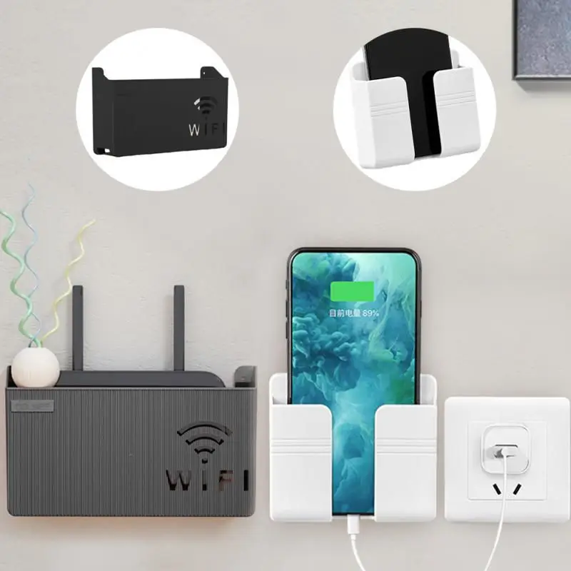 

Punch Free Wall Phone Mounted Organizer Storage Box Wifi box Wireless storage boxes Rack Bracket Hangings Multifunction Hook