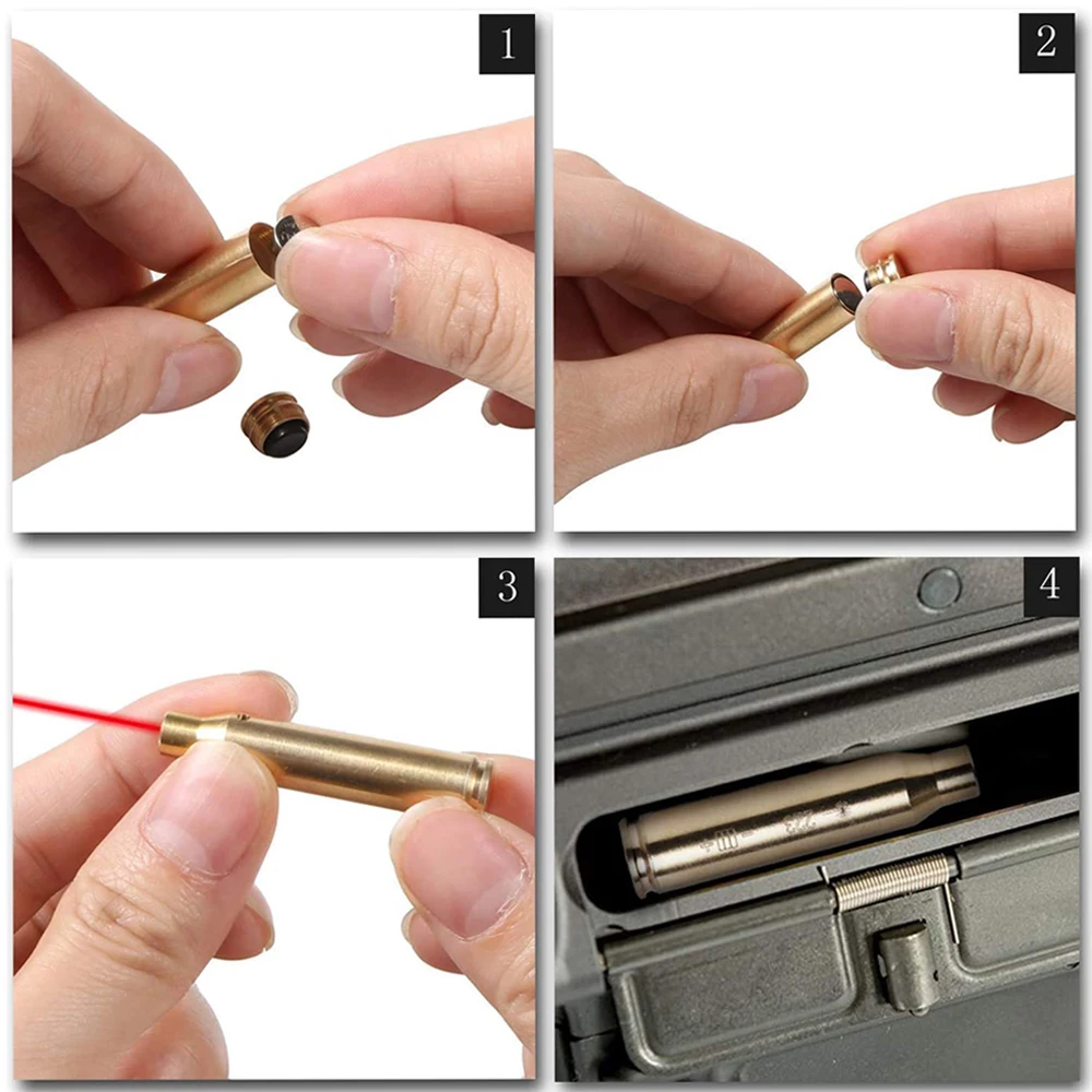 Red Dot Laser Brass Boresighter CAL .223 5.56 9mm 308 7.62 .45 30 06 Cartridge Boresight Rifle Scope Hunting Gun Accessories