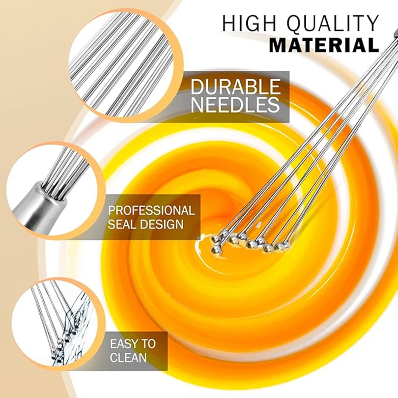 1PC Stainless Steel Ball Whisk Set Kitchen Whisk Wire Egg Whisk for Cooking Blending Whisking Beating Stirring Egg Baking Tool
