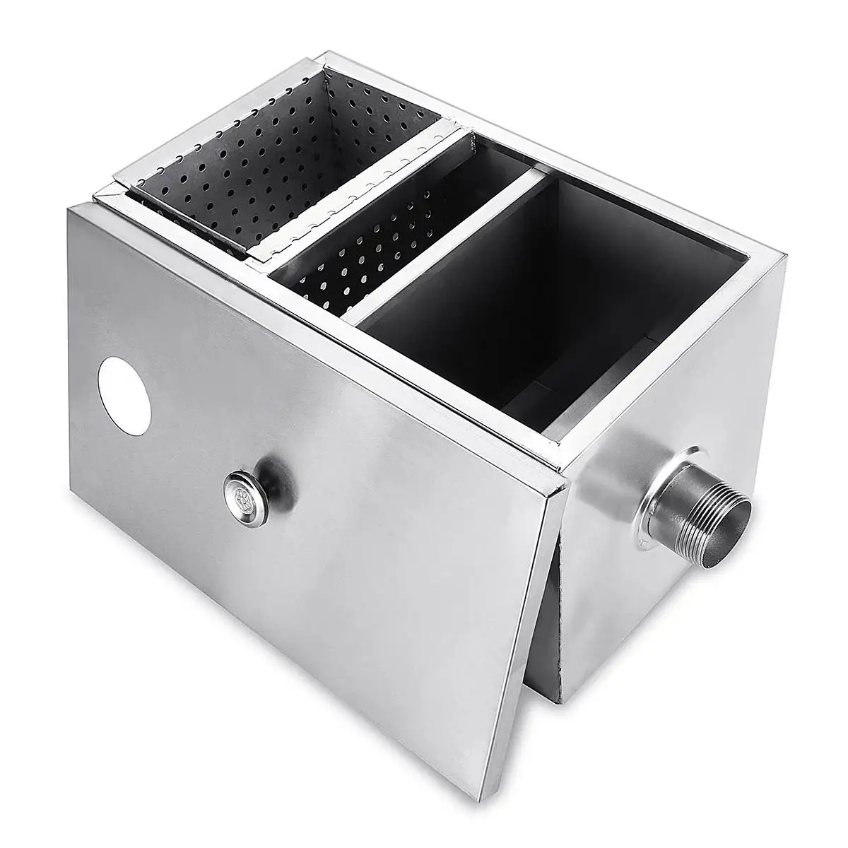 Stainless Steel Grease Trap, Oil Water Separator, Restaurant Kitchen Waste Water Treatment Tools, 8LB, 350*200*200mm