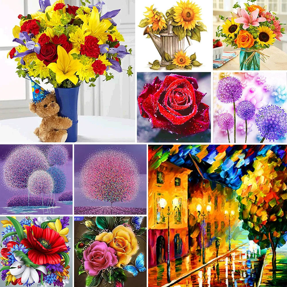 Landscape Flowers Printed Cross-Stitch DIY Embroidery Kit Needlework Knitting Handmade Handicraft Wholesale Home Decor Floss |