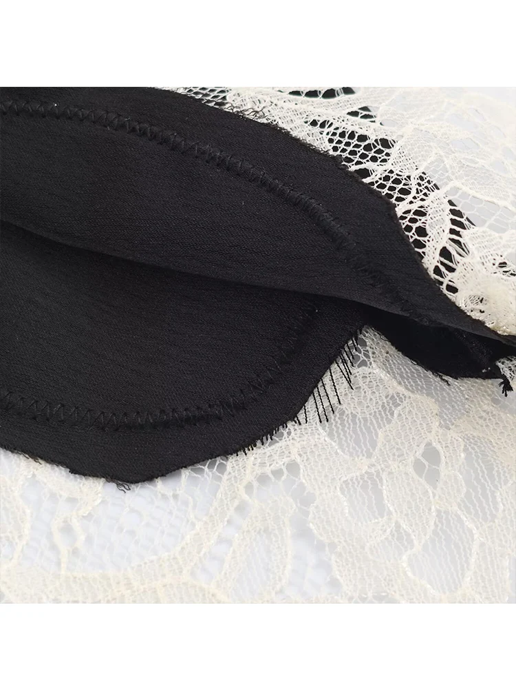 Sexy Women's Lace Patchwork Sling Tops Chic Contrast Color Sleeveless Backless V-neck Camisole Vest 2026 New Ladies Elegant Tops