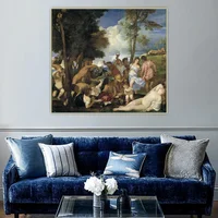 Tiziano Vecellio "Bacchanal Of The Andrians" ผ้าใบศิลปะภาพวาดสีน้ํามันงานศิลปะภาพโปสเตอร์ Wall Decor ตกแต่งบ้าน 3