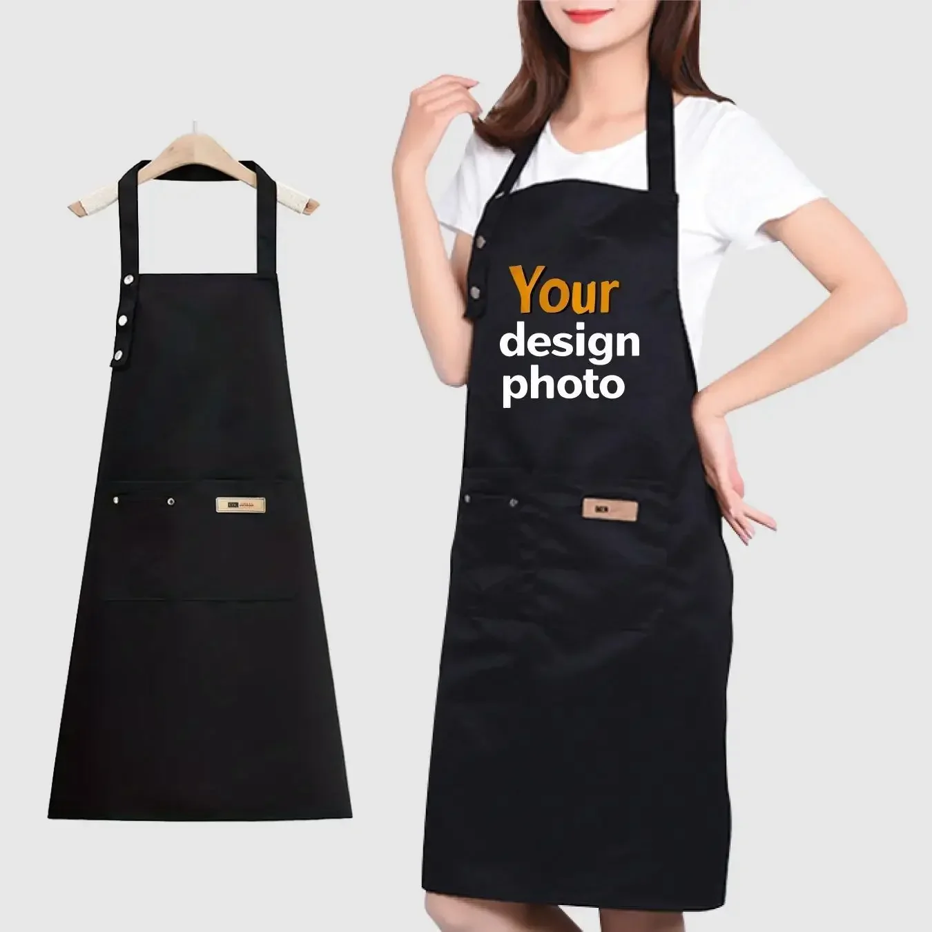 Customized Logo Adjustable Canvas Apron with Pocket