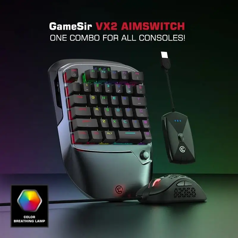 

Игровая консоль GameSir VX2 AimSwitch с клавиатурой, мышью и адаптером для Xbox серии X, Xbox серии S, PS4, Nintendo Switch