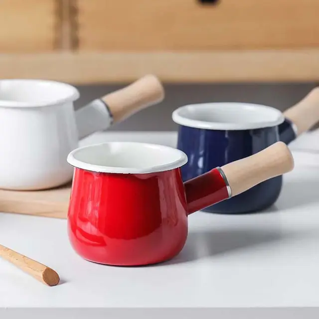 Enamel Wooden-Handle Cooking Pot 6