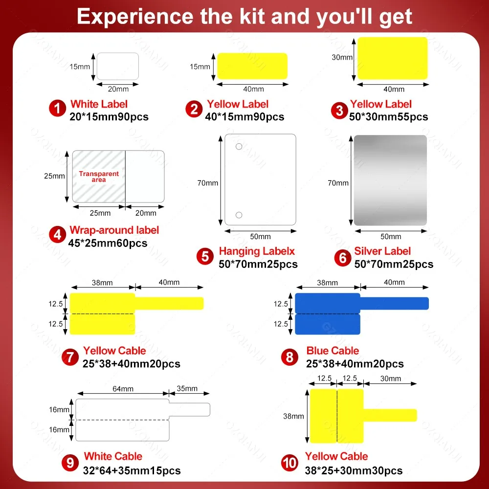NIIMBOT M2 Label Paper Water/Sun-proof Scratch-resistant Adhesive Sticker Cable Color Ribbon For M2 Thermal Transfer Label Print
