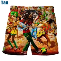 Rock Singer Bob Marley Reggae Rasta Pattern Board Shorts 3D Printing Men's Outdoor Leisure Sports Gym Shorts Men Swim Trunks 2