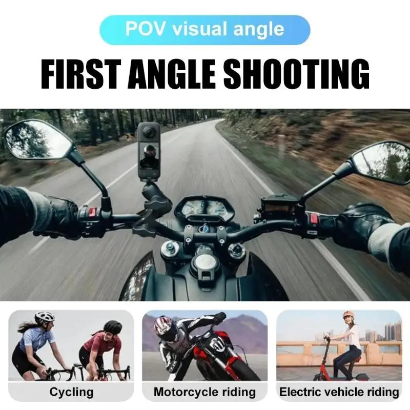 Supporto in metallo per fotocamera da moto/bicicletta, montaggio su manubrio/specchietto, per accessori action camera - immagine 2