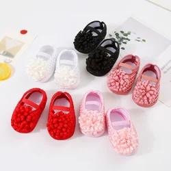 Fashion Ribbon Flower First Walkers for Baby Girls Non-slip Soft Soled Shoes for Sweet Princess Toddlers Newborn Indoor Shoes