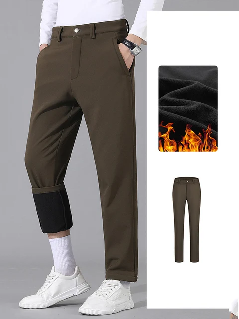 2023 New Men's Winter Casual Pants Outdoor Thick Warm Fleece Lined