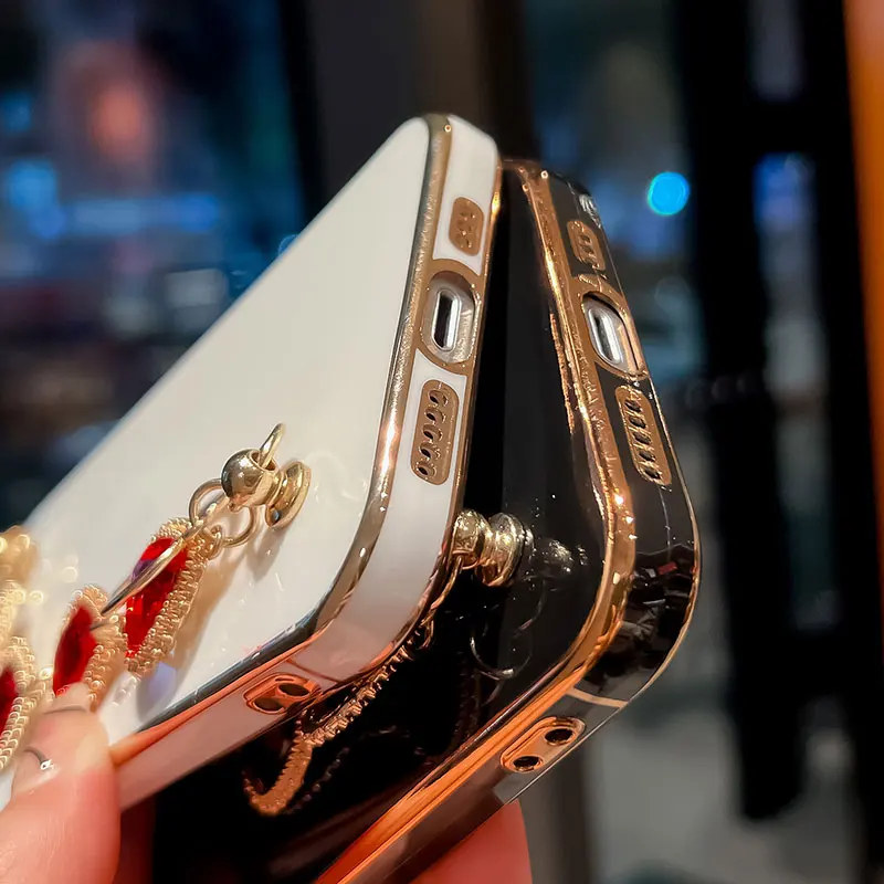 For POCO X3 Luxury Flash Rhinestone Bracelet Case For Xiaomi POCO X3 X4 Pro 5G NFC M3 C40 Cover Silicone Chain Case POCOX3 Women phone case