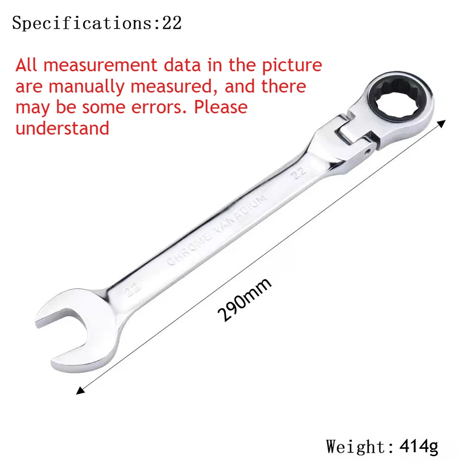Universal 72-Tooth Flexible Pivoting Head Ratchet Wrench, Metric Manual Tool