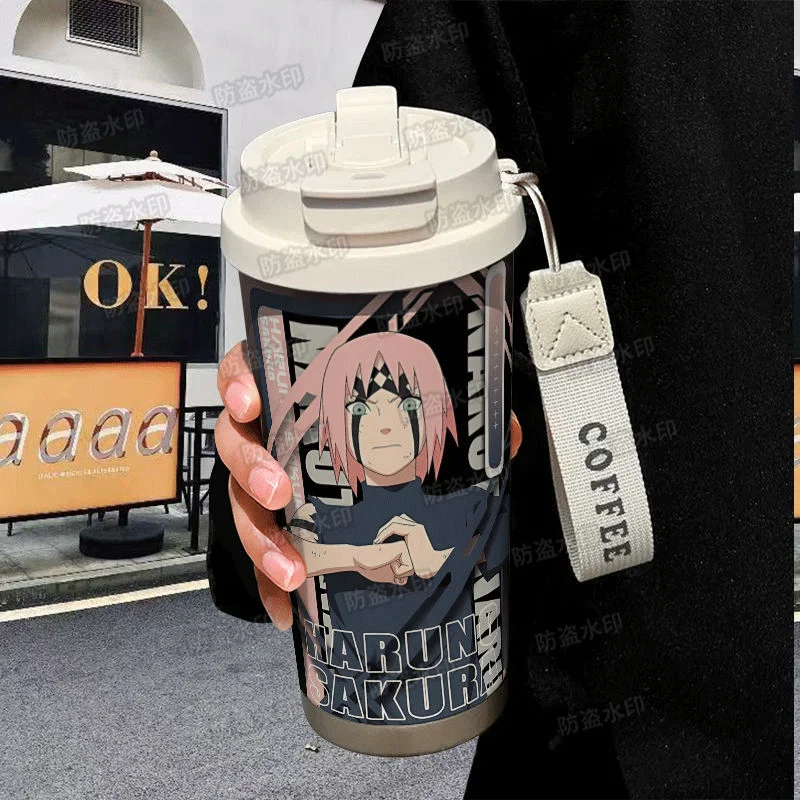 Anime-Inspired Stainless Steel Insulated Water Bottle - Large Capacity Travel Flask with Kawaii Design