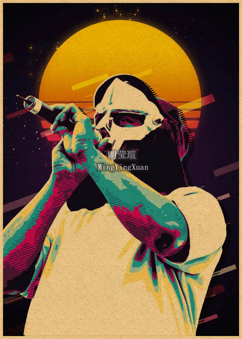 MF Doom Madlib Poster Retro Poster Painting Hip Hop Rap Music