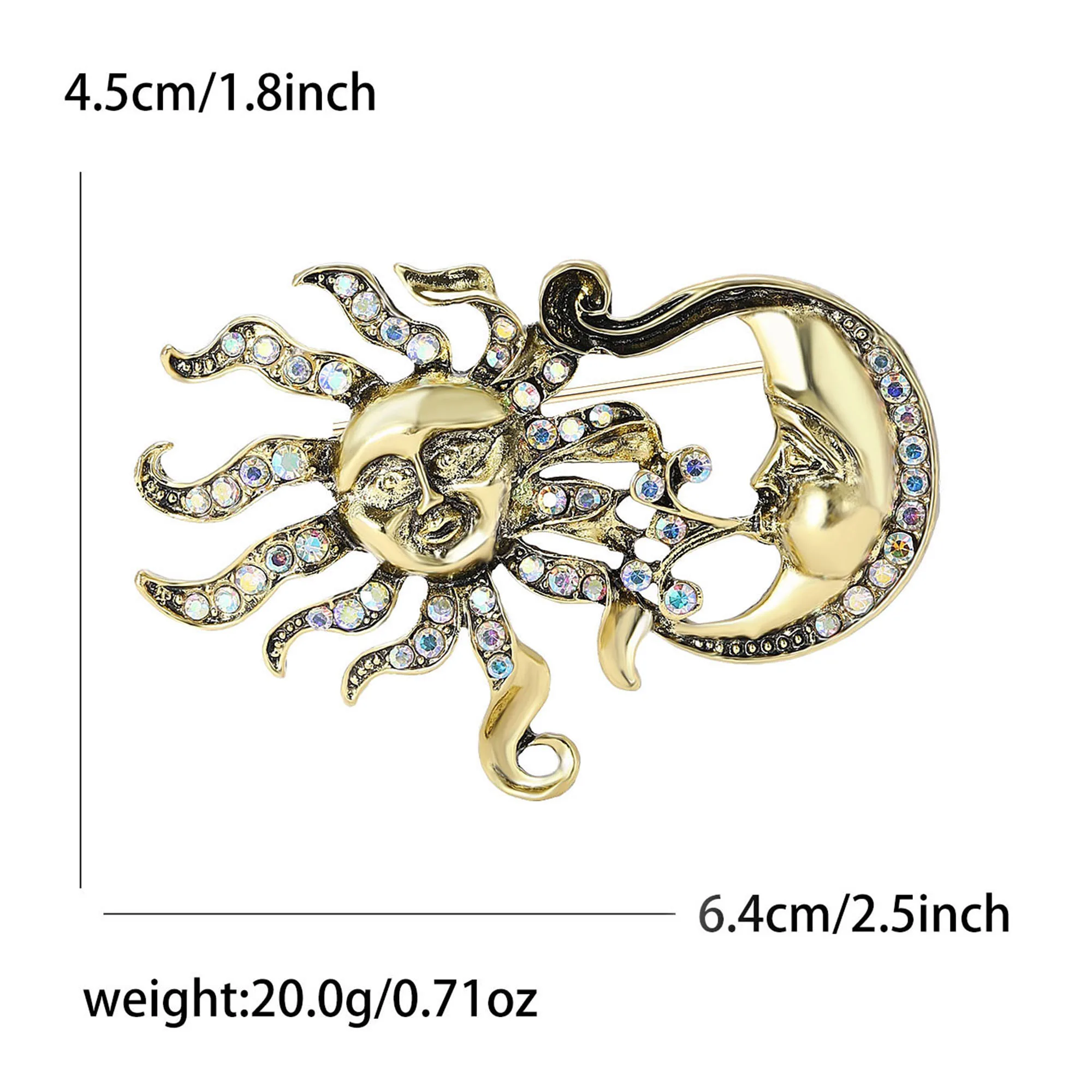 حجر الراين القمر بروش للنساء للرجال و النساء لامعة دبابيس الشمس مأدبة حقيبة الظهر هدايا مجوهرات اكسسوارات