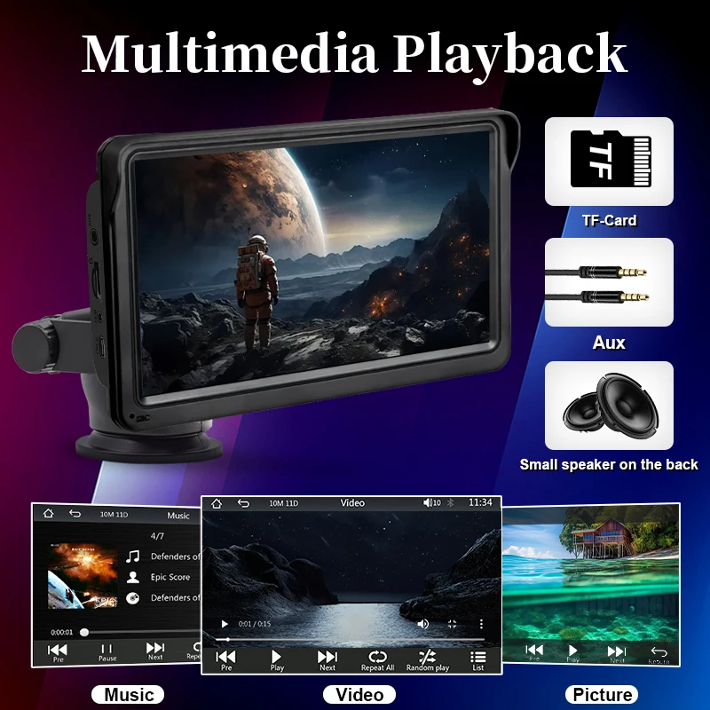 7inch Car Radio Portable Multimedia Video Player With Wireless CarPlay Android A