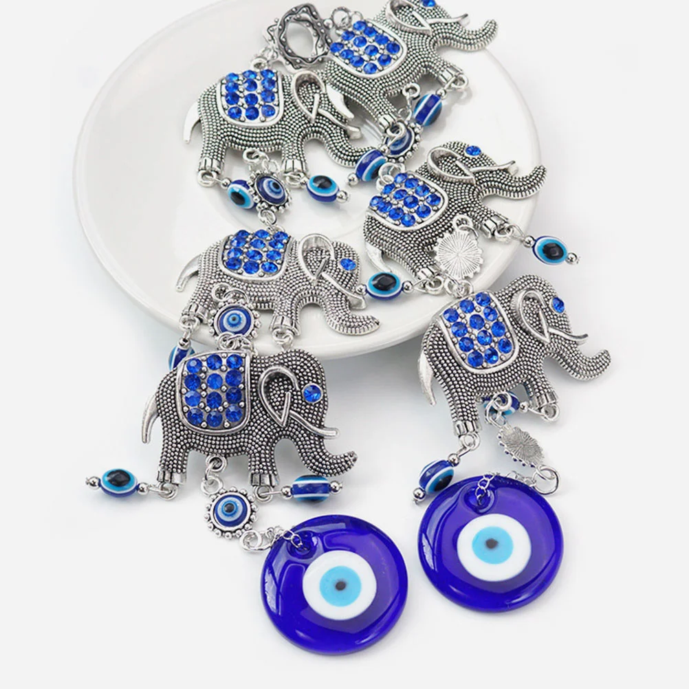 

Vintage Elephant Pendant Turkey Blue Eye Decor Hanging Adorn Turkish Style Evil Wall Ornament Decoration