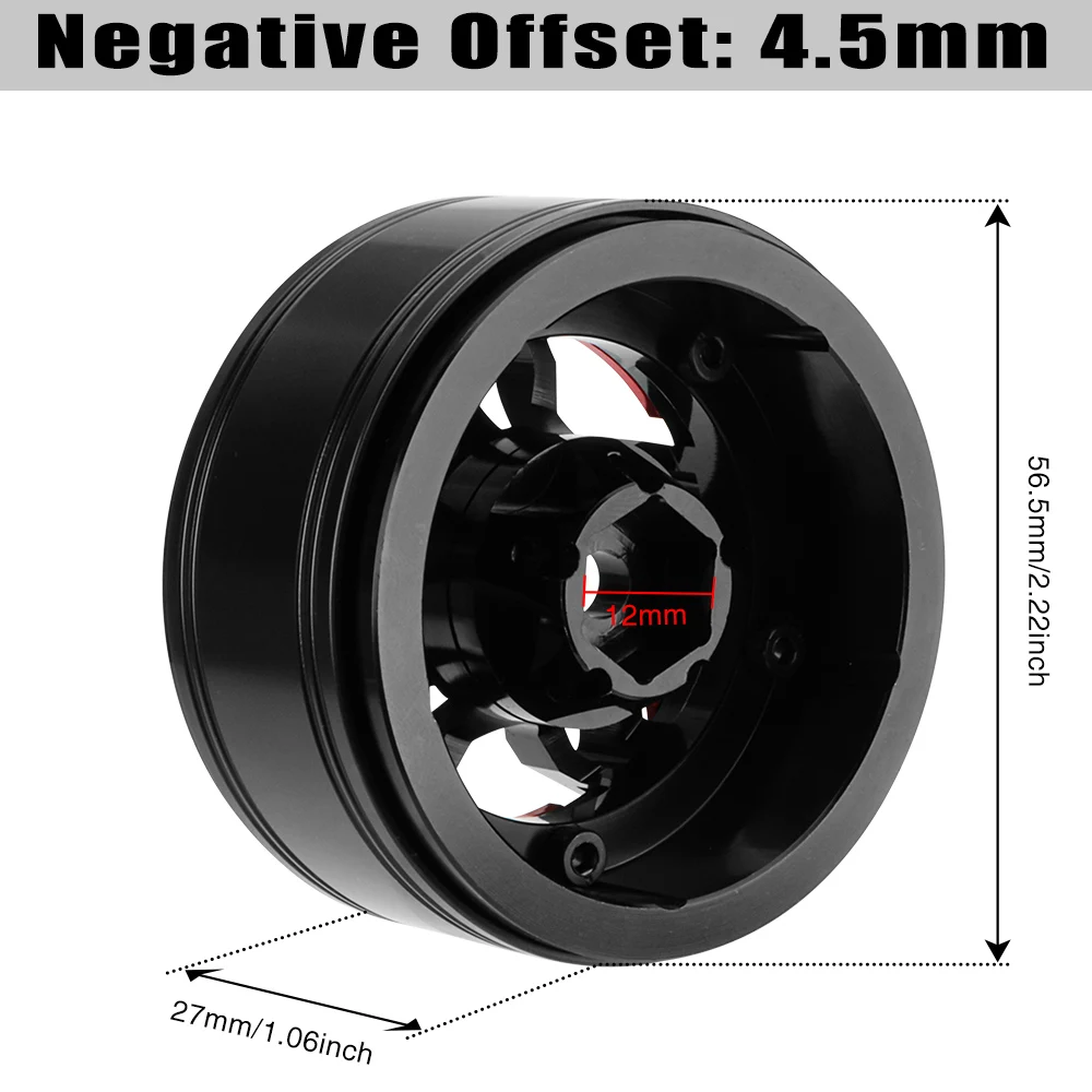 GLOBACT 1.9inch Beadlock Wheel Aluminium 5-Spoke Wheel Rims for Axial SCX10 TRX4 TRX6 VS4-10 RC4WD 1/10 RC Crawler Upgrade