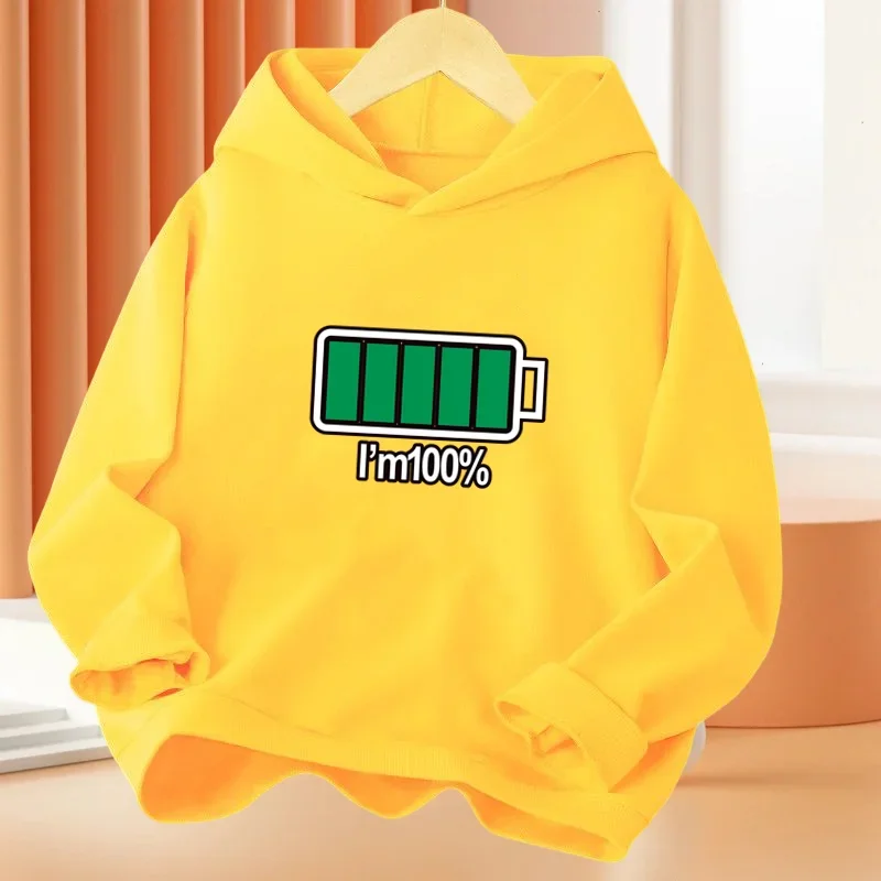 thumbnail image 1 of Nueva sudadera con capucha con estampado de "Ayúdame a tener batería baja" para niños, sudaderas para niños, abrigo básico de hip hop para primavera y otoño, ropa para bebés y niños, 1 of 5