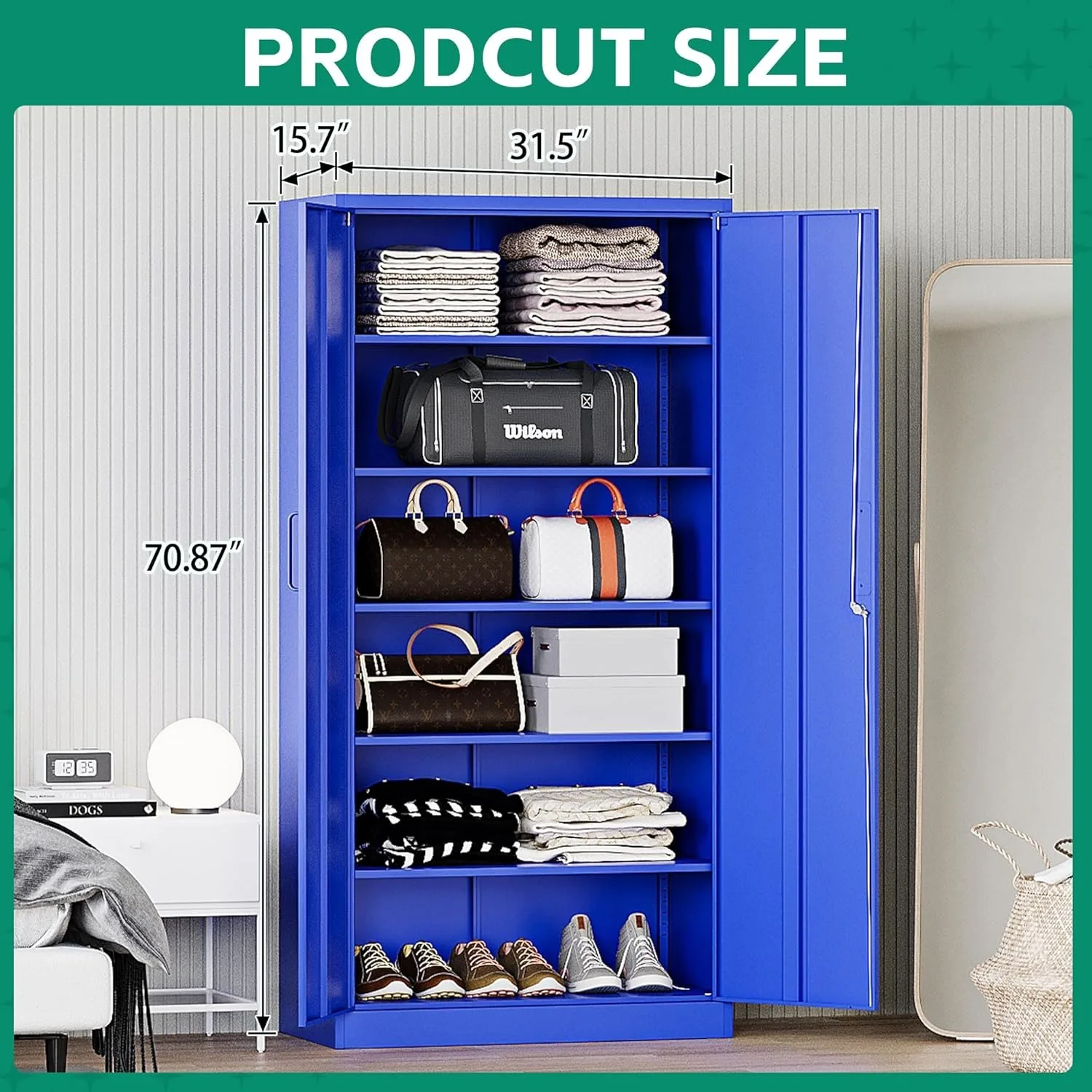 Metal Garage Storage Cabinets with Lock Door and Adjustable Shelves, Steel Tool Cabinets for Home,Warehouse Organisieren (Blue) 3