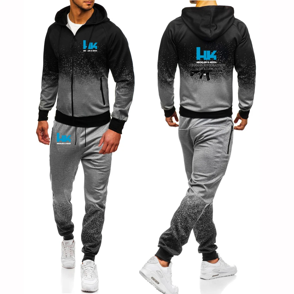 Mens Graphic Hoodies and Leisure Sports Long Pants Suits