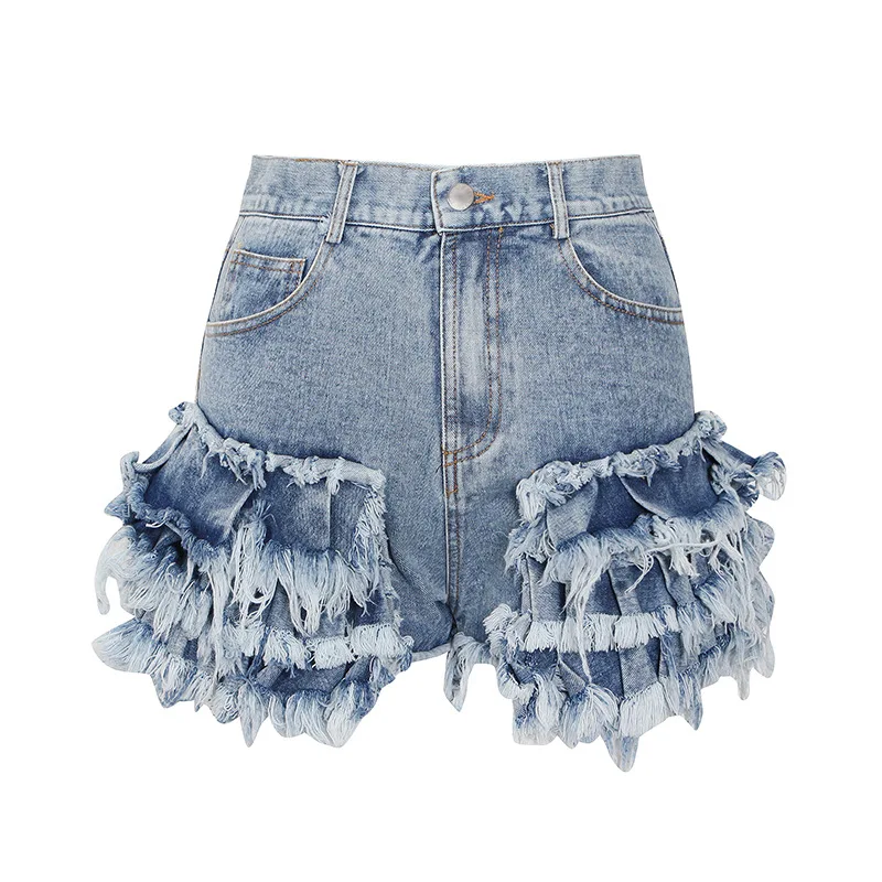 ariat jeans Women's Shorts High Waist Tassel Pocket Slim Shorts Sexy Party Patchwork Denim Female Fashion New Clothing 2022 topshop jeans