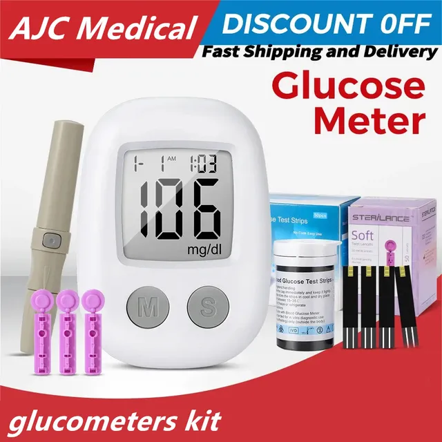 AJC Blood Glucose Meter Glucometer Diabetes Medical Devices Glucose test strips Lancets Blood Sugar Meter glucometro Monitor