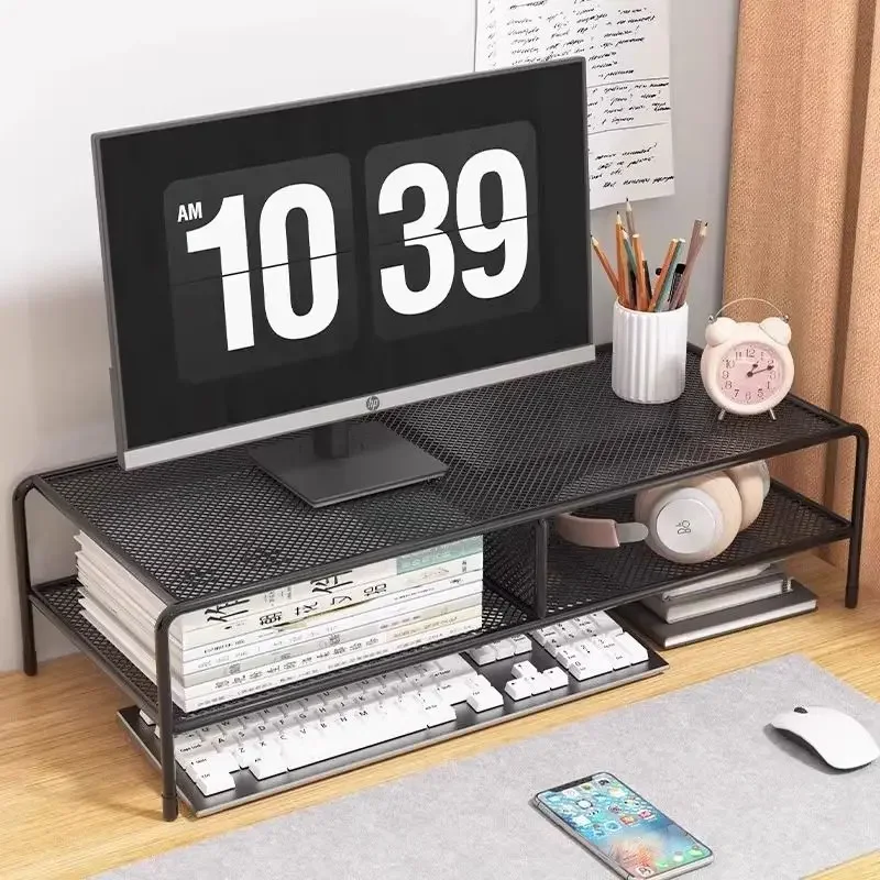 bed table for laptop height storage rack Dormitory Metal Hollow grid holes for heat dissipation office desk laptop stand