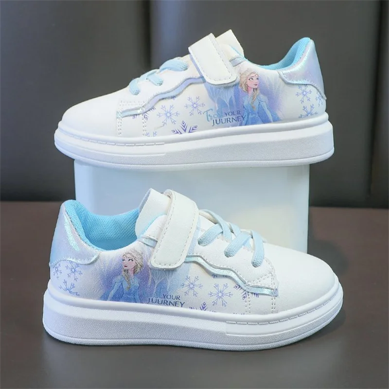 Children's Sneakers Girls Boys Shoes Casual Kid PU Leather Frozen Princess Elsa Fashion Sports Girls Blue Pink Shoes Gift