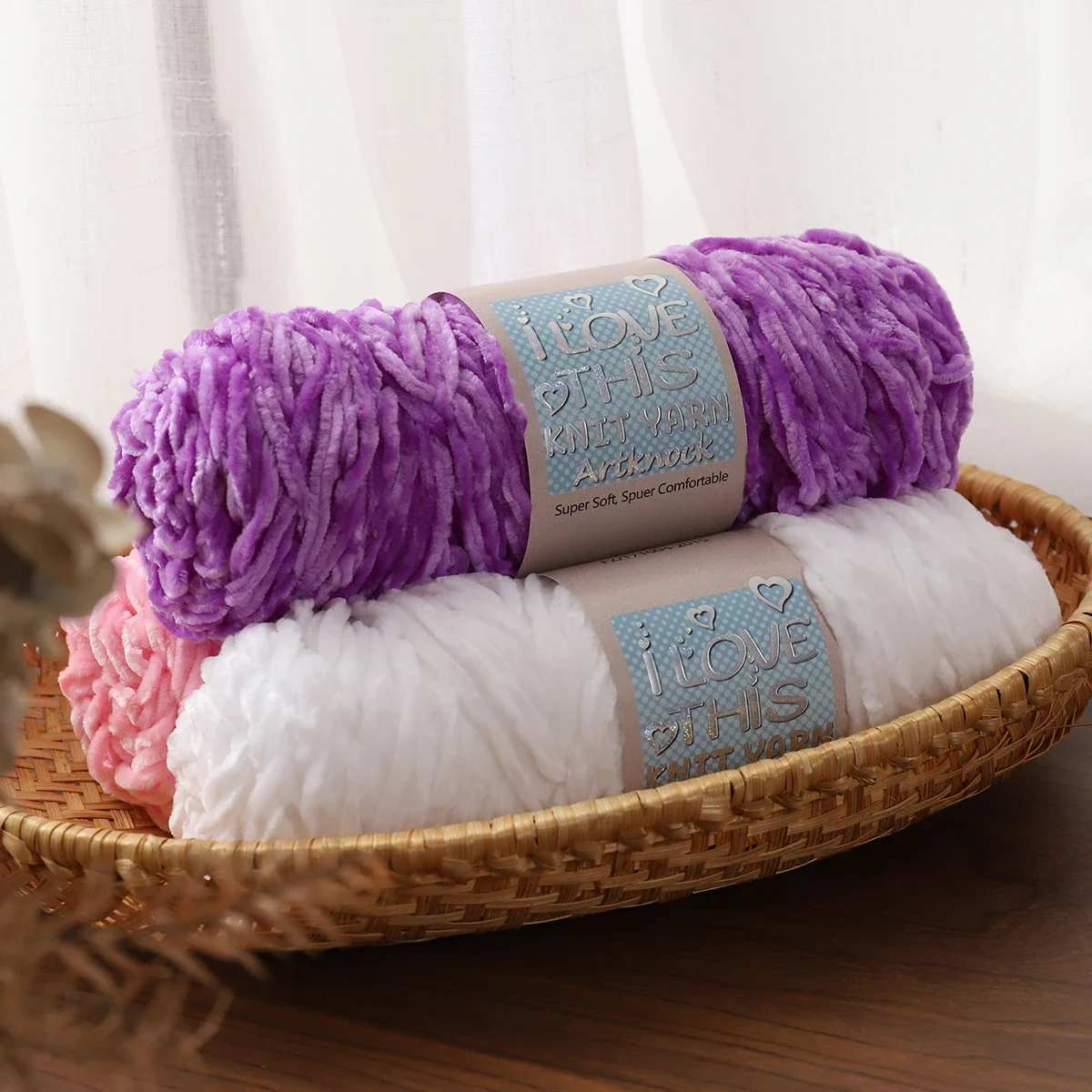 2pcs X95g Knit Yarn Velvet Yarn Polyester Thick Yarn for Knitting Estambre Para Tejer 3