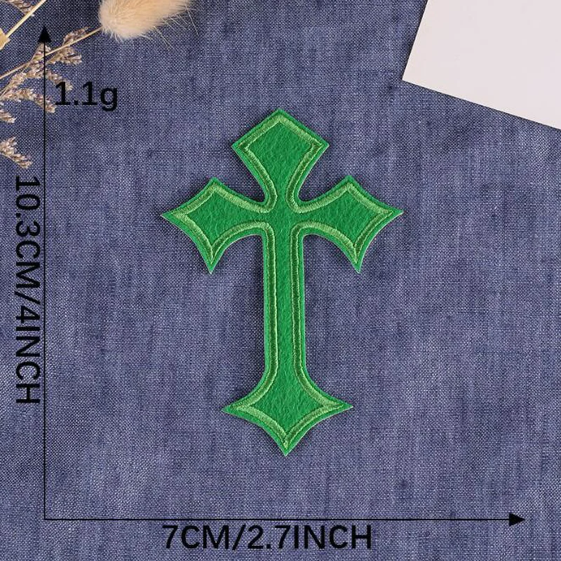 10-Piece Multi-Colored Cross Embroidery Patches for DIY Clothing Decoration