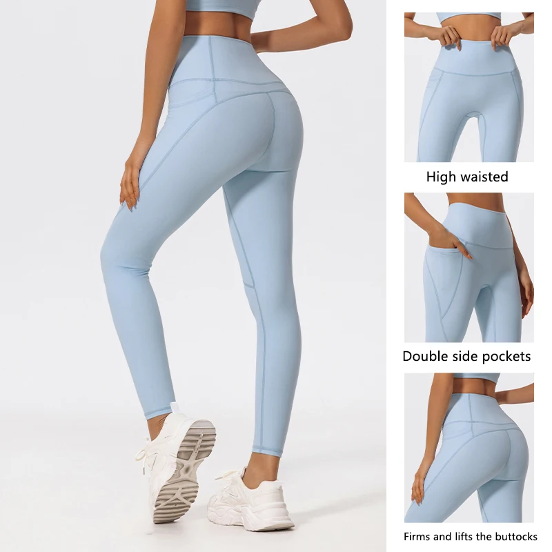 Hearuisavy Ultra-Soft Fabrics High Waist Gym Leggings Quick-Dry Pockets Yoga Pants Workout Pants Push Up Sports Tights Women