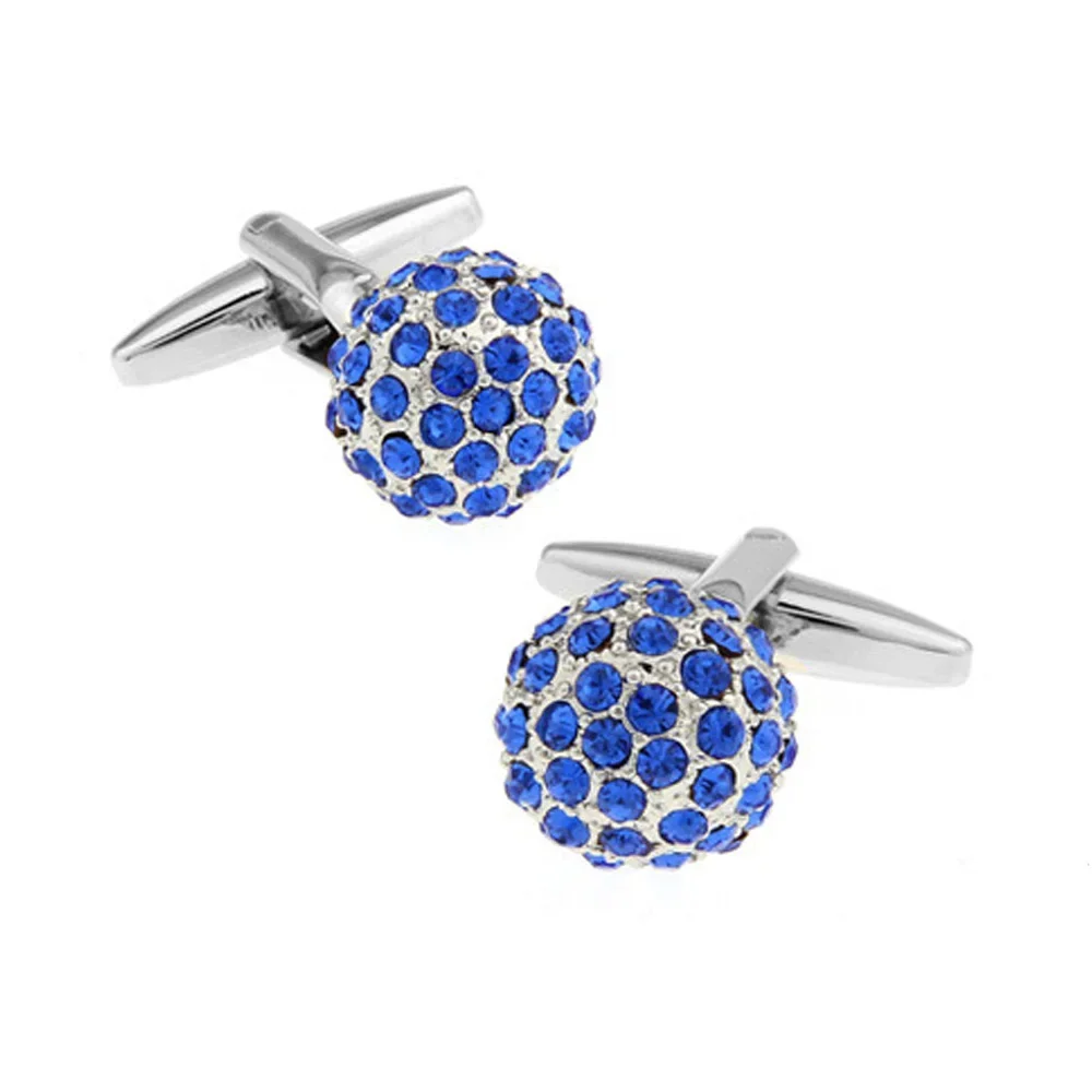 

French Cufflinks Spherical Bright Planet Blue Rhinestones Cuff Links High-end Men's Women's Banquet Jewelry Wedding Accessories