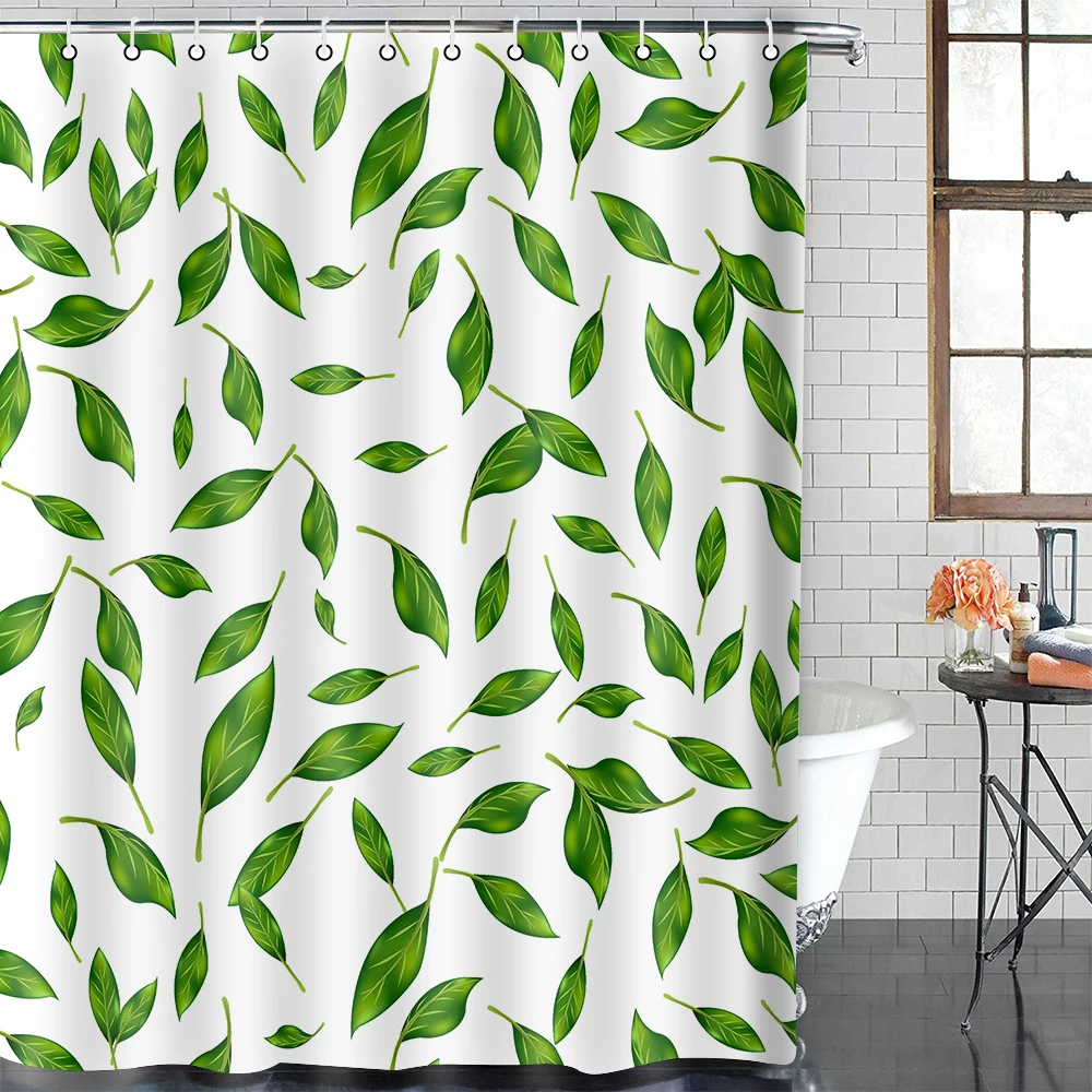 

Green Leaves Shower Curtain Sunset Waterproof Polyester Bath Curtains for Bath Room Decoration Modern Bathroom Accessories