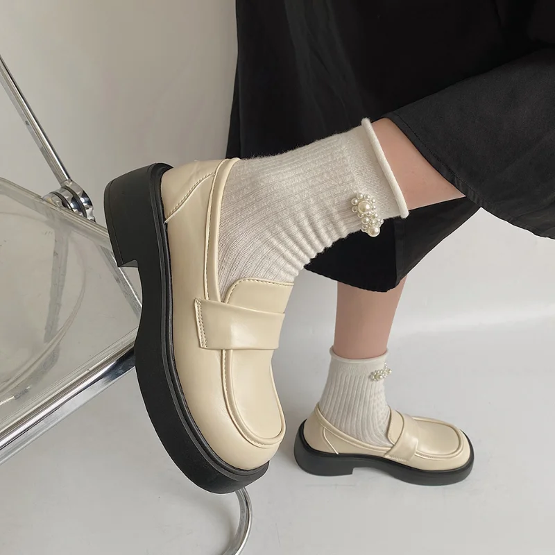 Women Shoes New Girl Lolita Uniform Shoes Cute Sexy Mary Jane Platform Shallow Pumps Low Heel Woman Loafers Shoes Ladies Pumps