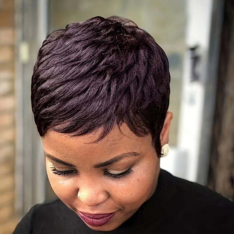 Pixie Short Cut Human hair Wigs Remy Hair for Women Full Machine Made Wigs human hair wigs