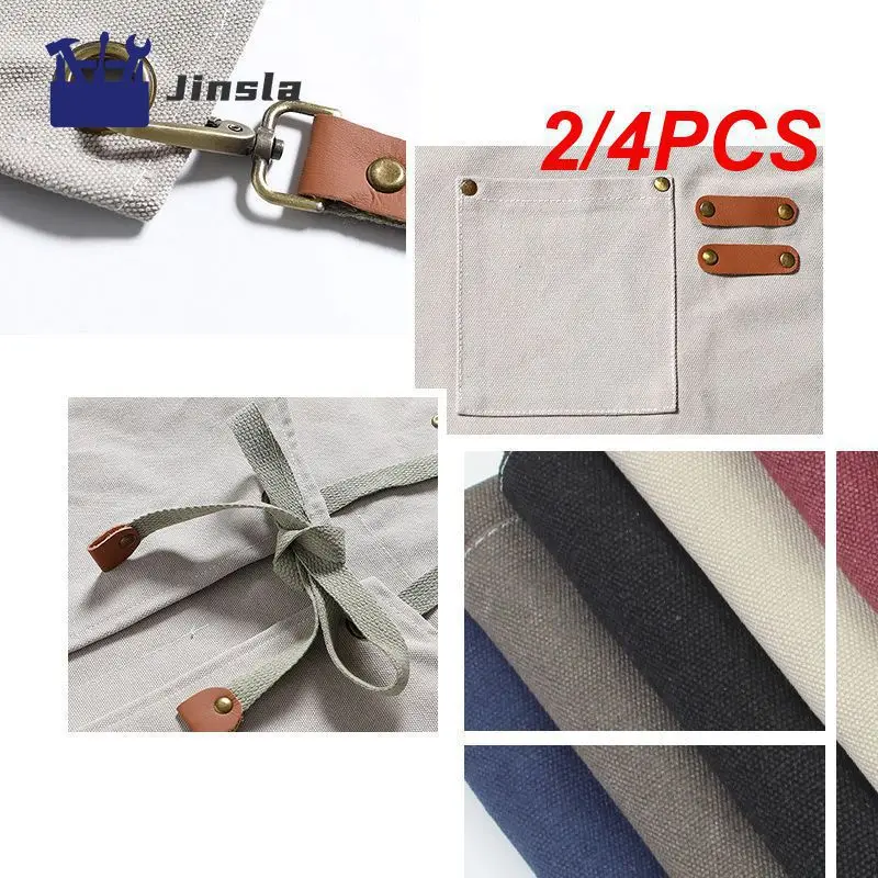 

2/4PCS Thicken Cotton Canvas Denim Apron Antifouling Barista Apron Kitchen Restaurant Worker Barber Carpenter Florist Apron For