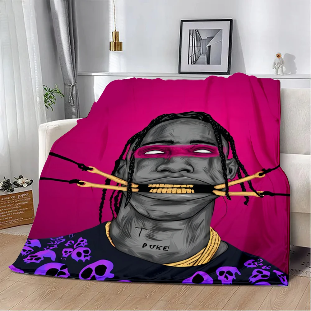 Rapper Travis Scott Cactus Jack Printed Blanket Picnic Blankets Warm Blanket Soft and Comfortable Home Travel Birthday Gift 2