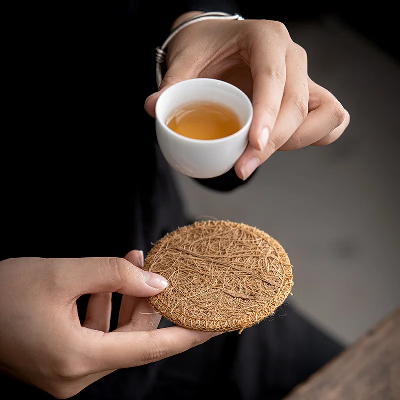 Vintage Eco-Friendly Natural Loofah Teapot Mat and Kitchen Coaster