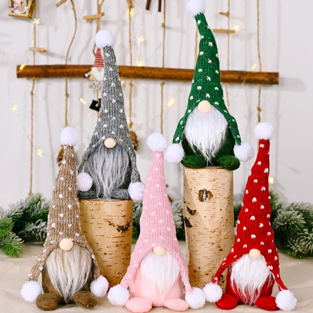 Ilauke 8Pcs Suspensions Pour Sapin De Noël Lutins De Suspension Petit Gnomes, Mini Père Scandinave Suédoise Père Noël,Lutins/Bonhommes Tricotés