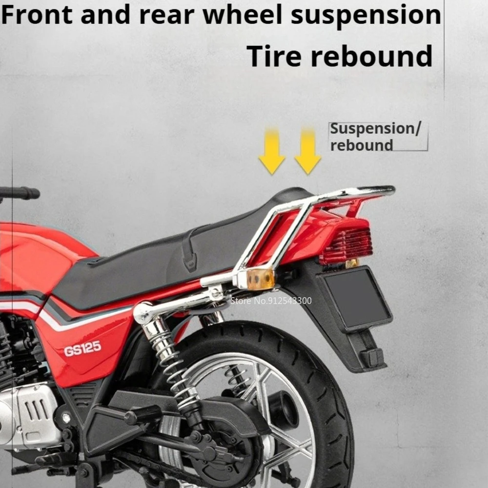 1:12 스케일 스즈키 GS125 하야부사 오토바이 모델 자동차 장난감 사운드 라이트 충격 흡수 고무 타이어 차량 컬렉션 선물 장난감