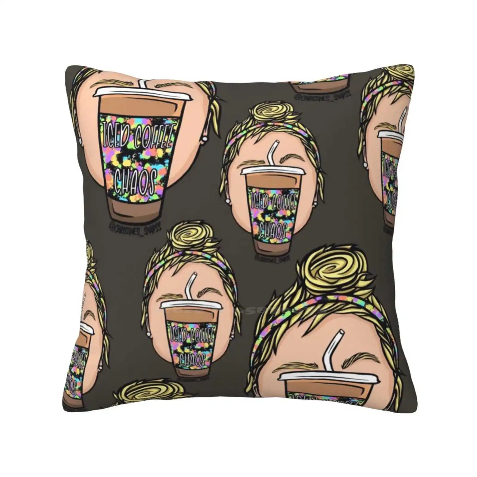 

Coffee And Chaos Pattern Soft Comfortable Pillowcase Snapss Splatter Paint Coffee Chaos Headband Pattern