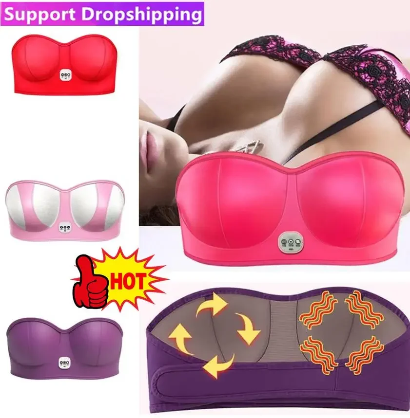 

Charging Electric Breast Massage Bra Vibration Chest Massager Growth Enlargement Enhancer Breast Heating Stimulator Machine USB