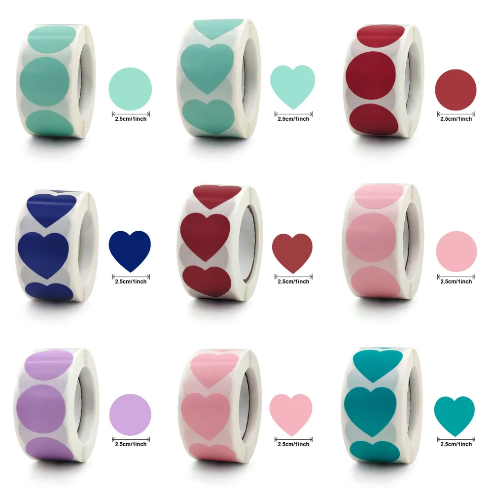 Decorative Stickers Decorative Labels Stickers Stationery Stickers Self Adhesive Stickers Adhesive Stickers Cartoon Stickers Cartoon Sticker Paper Stickers Custom Stickers 100/500Pcs Colorful Round/Heart Shape Stickers For Kids Reward Sticker Coding Dots Label Valentine's Day Love Sticker Gift decor