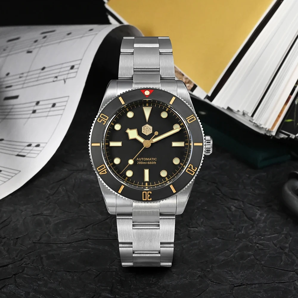 San martin-ビンテージダイバーウォッチ,自動移動,機械式ムーブメント