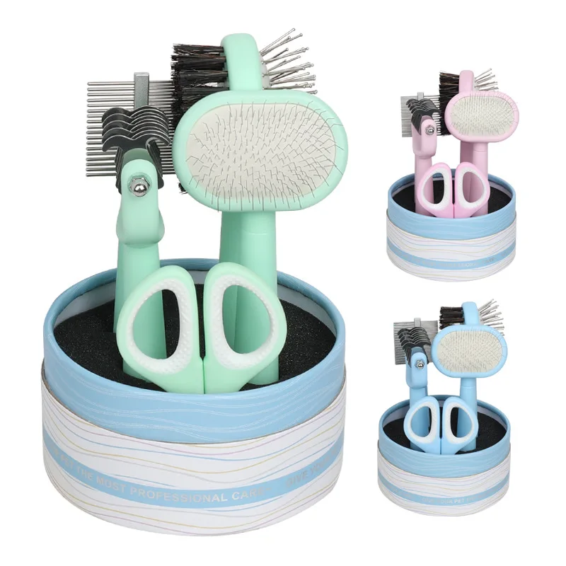 

Pet Grooming Set Dog Fur Knot Cutter Double-Sided Comb Pet Hairs Removes Brush Cat Nail Scissors Comb Flea Comb Cat Supplies